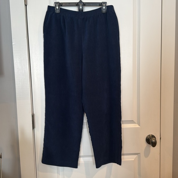 Alfred Dunner Teal and Navy 2 pair pull on corduroy Pants slacks trousers 16P - Picture 9 of 14